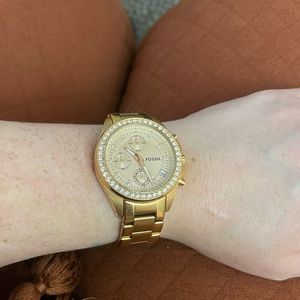Rose Gold Rhinestone Fossil Women’s Watch